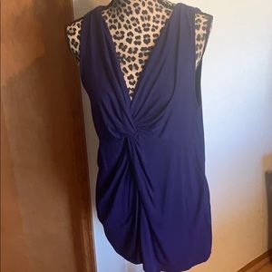 Dark blue twist front top